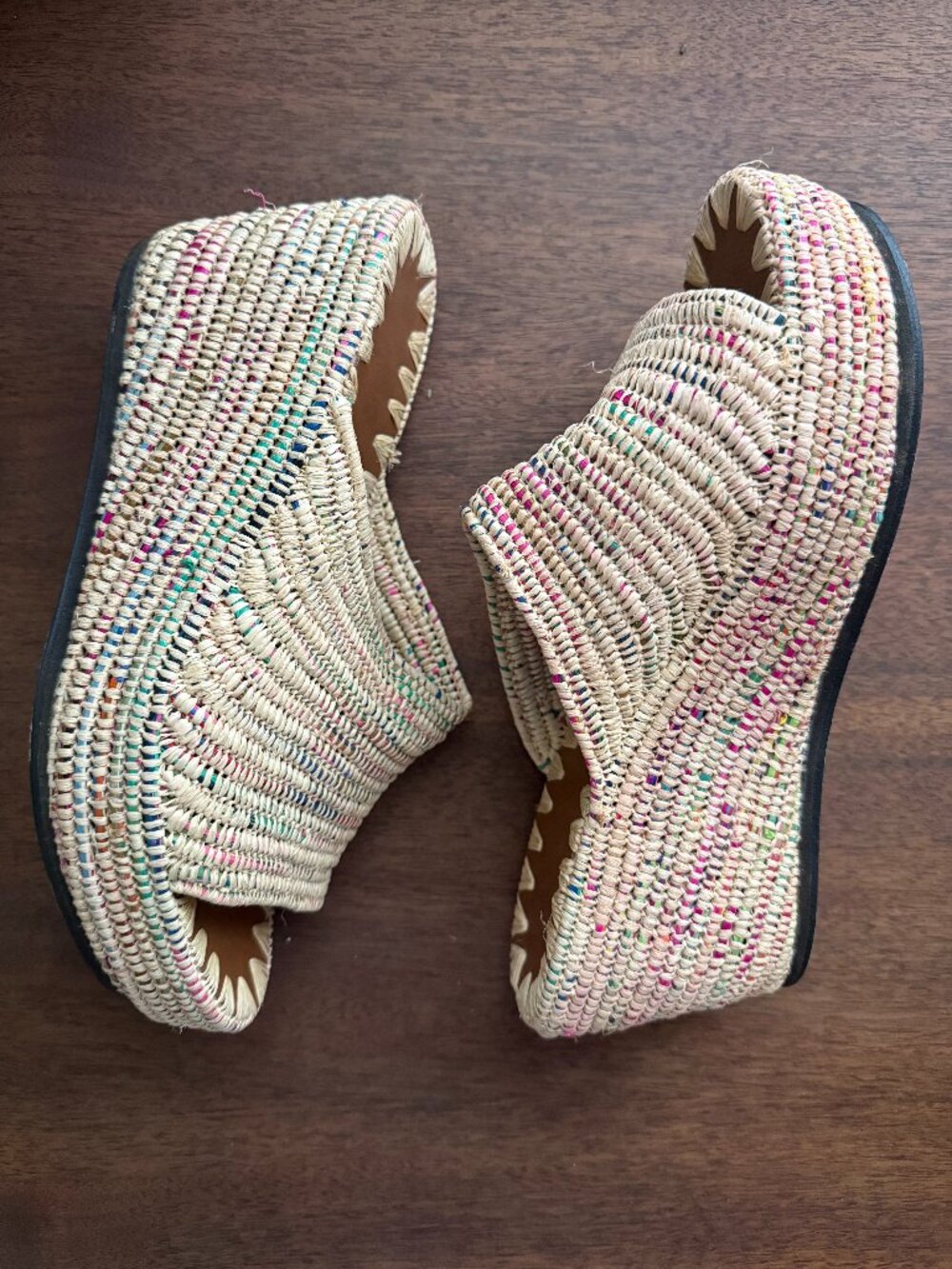 Handmade Moroccan Raffia Slide Sandals | Multicolor | EU 40, US 9